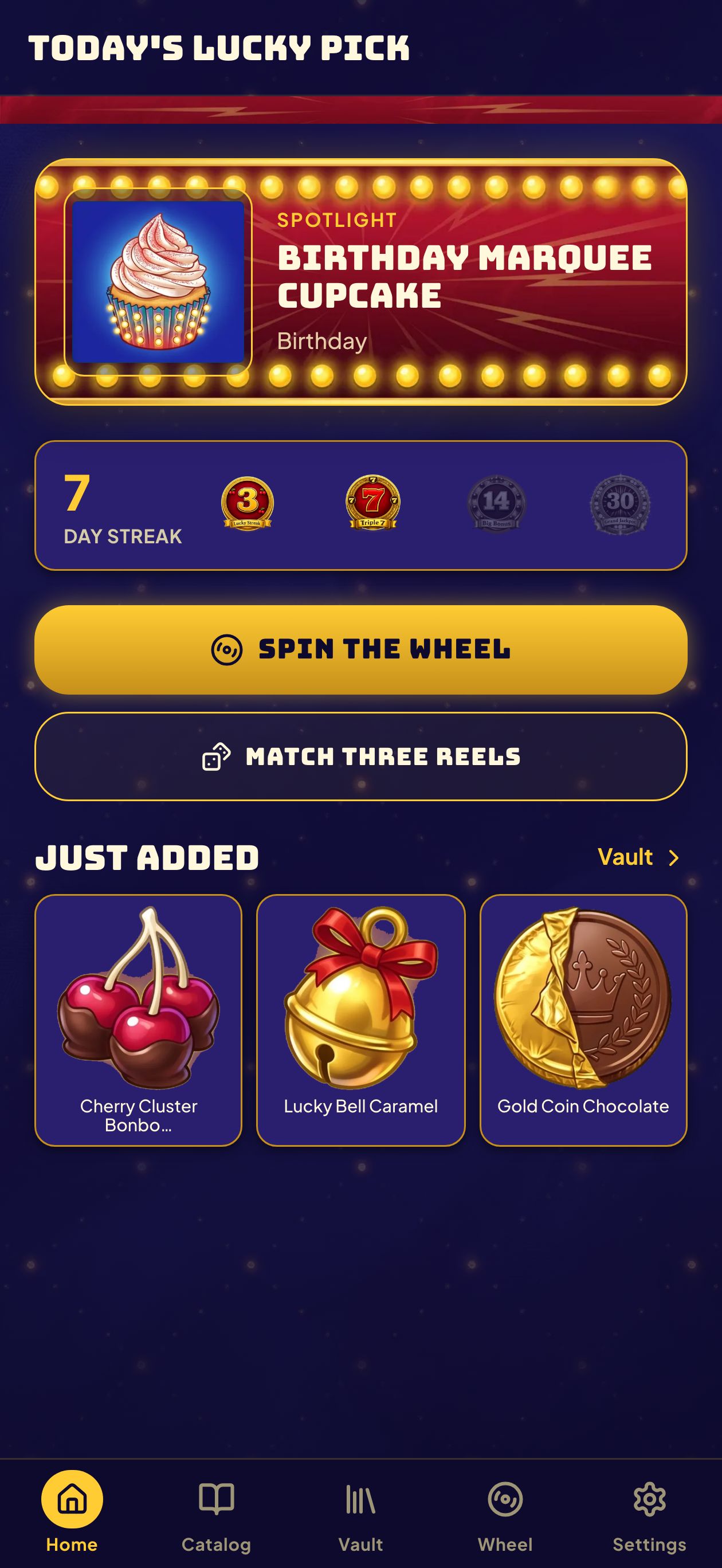 Today's Lucky Pick home screen